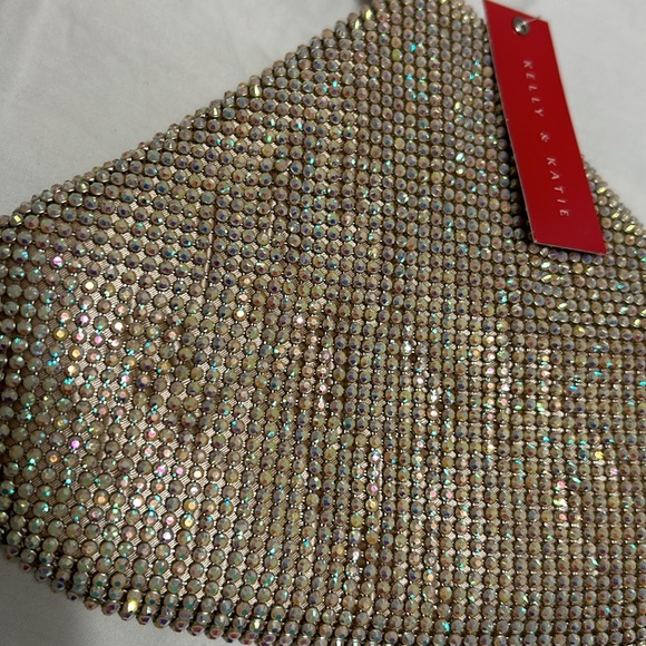 Kelly & Kattie evening purse bag, gold multi colors. Wrist strap - Picture 2 of 11